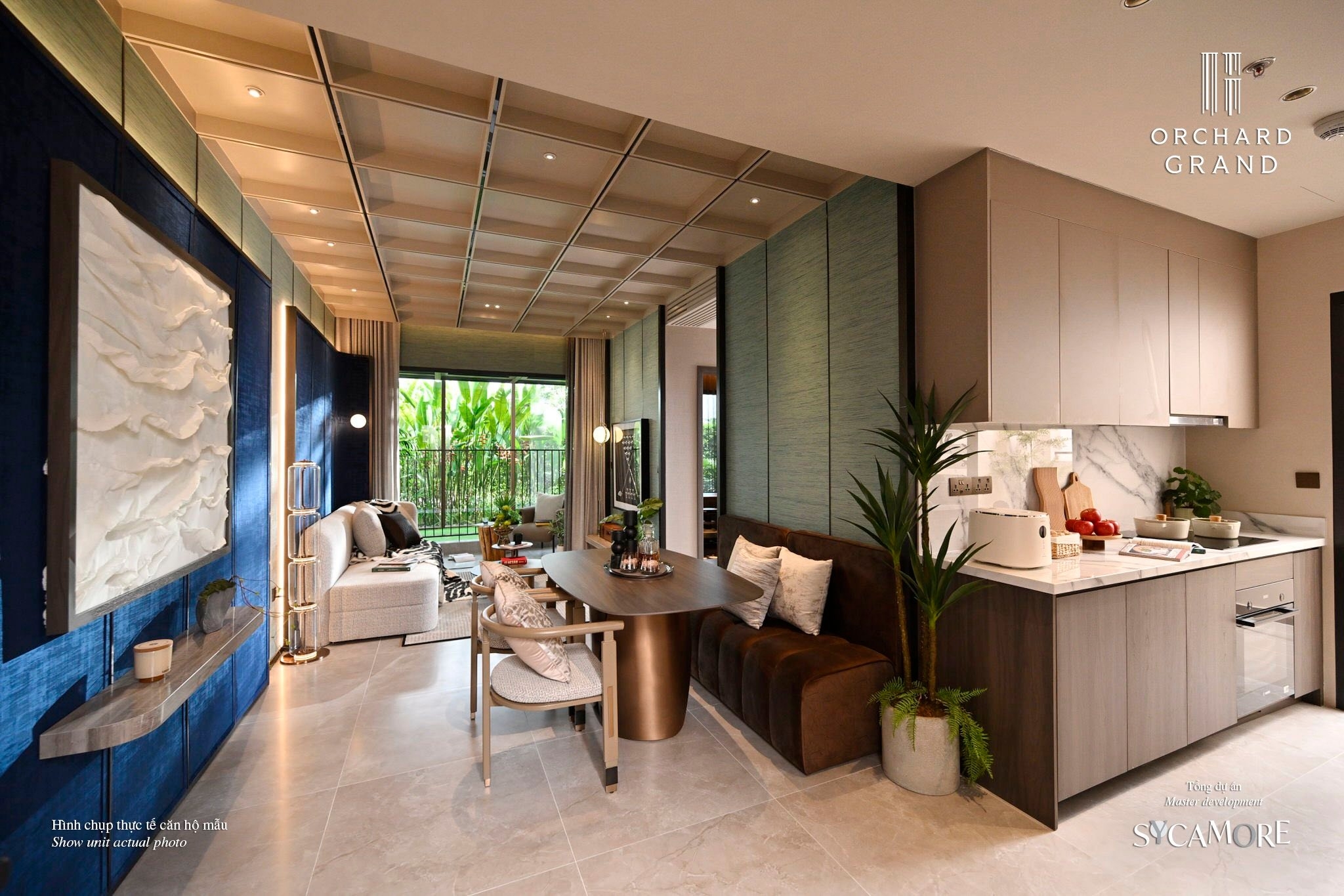 Orchard Mansion – Biệt Thự Compound Giới Hạn & Chuẩn Sống Tinh Hoa Phòng khách căn hộ mẫu 2PN Ochard Grand