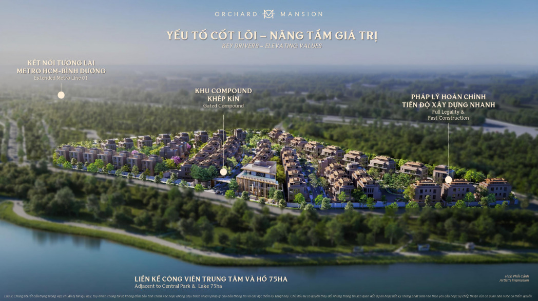 Phối cảnh khu biệt thự compound khép kín Orchard Mansion trong khu đô thị Sycamore
